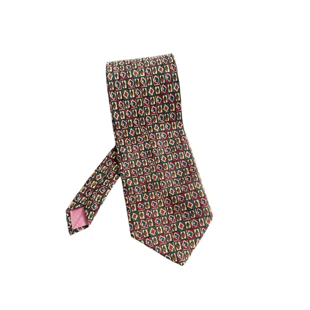 Pierre Balmain Couture Silk Necktie – Geometric Print Vintage